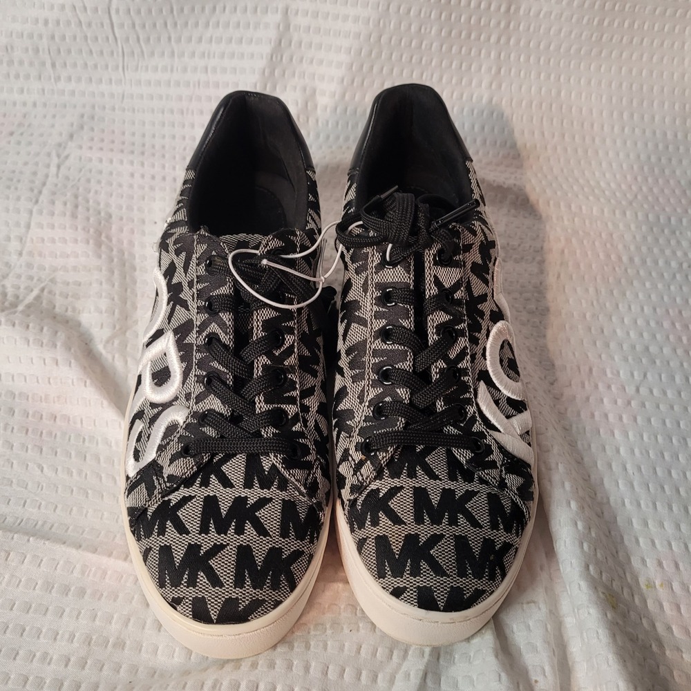 Michael Kors MK Monogram Black‎ White Platform Sneakers SG21C Womens 7.5M